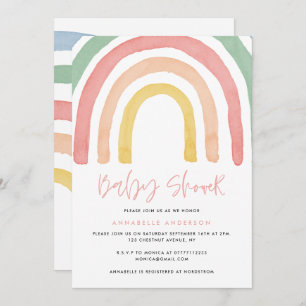 Modern watercolor rainbow stylish baby shower