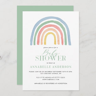 Modern watercolor rainbow stylish baby shower