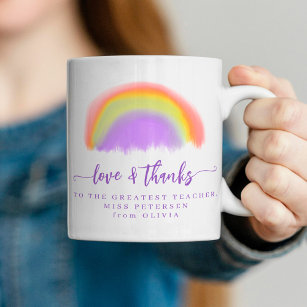 Modern watercolor rainbow teacher thank you  coffee mug