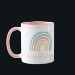 Modern watercolor rainbow teacher thank you gift m mug<br><div class="desc">Modern watercolor rainbow teacher thank you gift. Elegant pastel rainbow personalised name gift.</div>