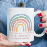 Modern watercolor rainbow teacher thank you gift mug<br><div class="desc">Modern watercolor rainbow teacher thank you gift. You're my hero teacher. Not all heroes wear capes. Beatiful thoughtful gift.</div>