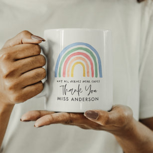 Modern watercolor rainbow teacher thank you gift travel mug