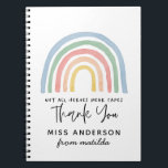 Modern watercolor rainbow teacher thank you gift notebook<br><div class="desc">Modern watercolor rainbow teacher thank you gift. You're my hero teacher. Not all heroes wear capes. Beatiful thoughtful gift thank you tag.</div>