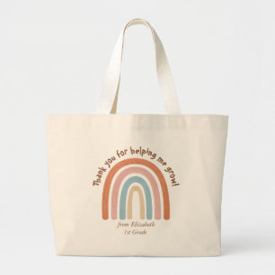 Modern Watercolor Rainbow Teacher Thank you -  Large Tote Bag