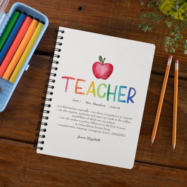 Modern Watercolor Rainbow Teacher Thank You   Notebook (Creator Uploaded)