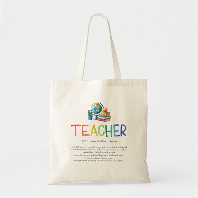 Modern Watercolor Rainbow Teacher Thank You  Tote Bag (Front)