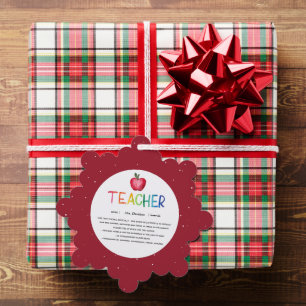 Modern Watercolor Rainbow Teacher Thank You Tree Decoration Card