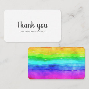 Modern Watercolor Rainbow Wedding Thankyou Card