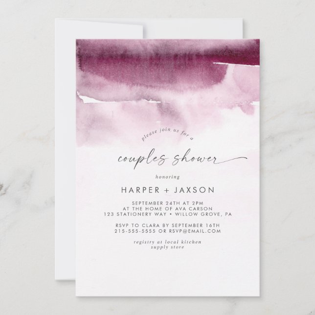 Modern Watercolor | Red Couples Shower Invitation (Front)