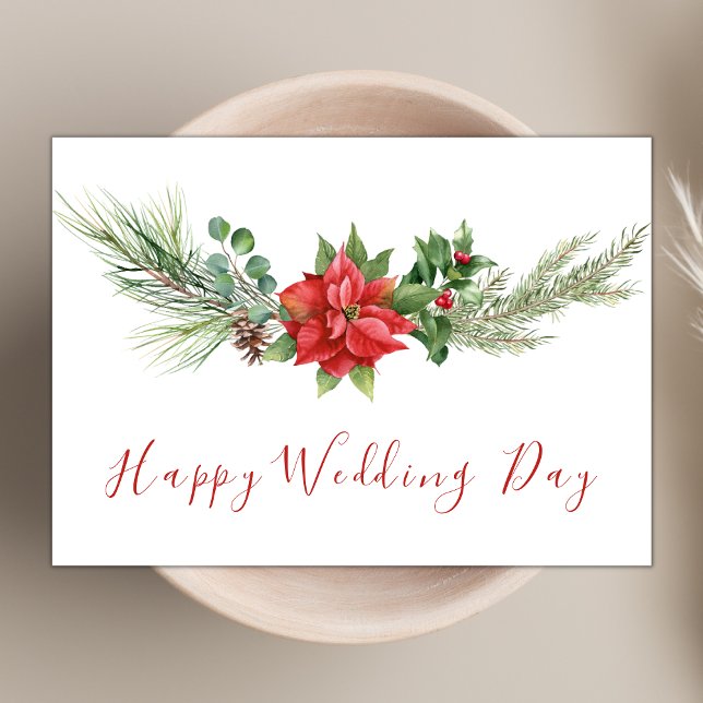 Modern Watercolor Red Floral Happy Wedding Day Card (Creator Uploaded)