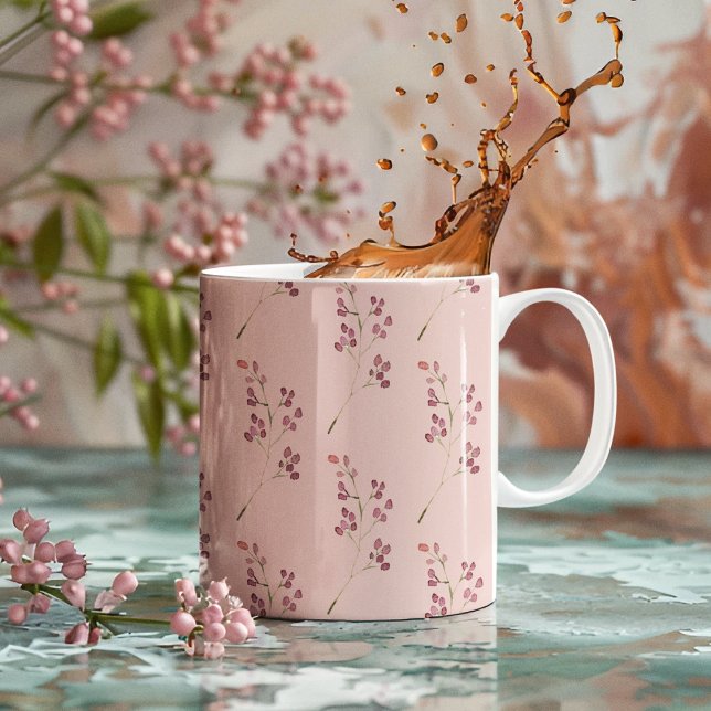 Modern Watercolor Red Flower Pattern Coffee Mug (Creator Uploaded)