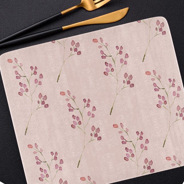 Modern Watercolor Red Flower Pattern Cutting Board (Creator Uploaded)