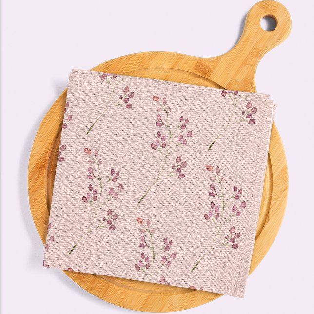 Modern Watercolor Red Flower Pattern Tea Towel (Creator Uploaded)