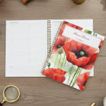 Modern Watercolor Red Poppies Planner<br><div class="desc">This simple design adds style to your day,  with a watercolor art graphic floral background of stunning red,  green,  black and white poppies. Add a name to personalise it. Makes a great bridal shower,  Christmas or Mother's Day gift. Created by Simply Farmhouse Press.</div>