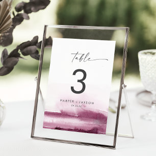 Modern Watercolor Red Table Number