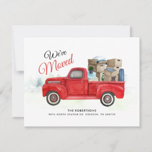 Modern Watercolor Red Truck Moving Announcement