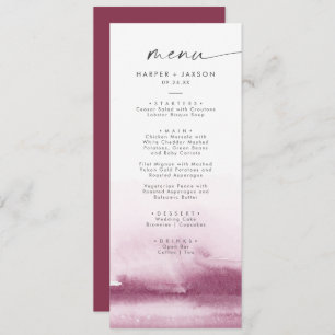 Modern Watercolor   Red Wedding Dinner Menu