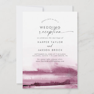Modern Watercolor   Red Wedding Reception Invitation