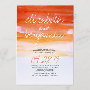 Modern watercolor rehearsal dinner invitations