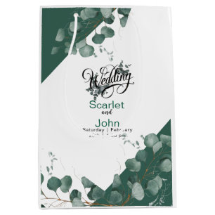 Modern watercolor sage green eucalyptus wedding #3 medium gift bag