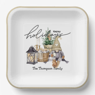 Modern watercolor Santa holiday Trendy Paper Plate