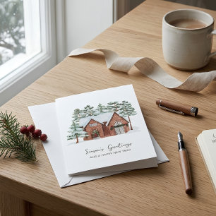 Modern Watercolor Scandinavian Pine Tree Christmas Card