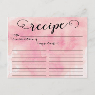 Modern Watercolor Script Bridal Shower Recipe Card