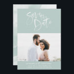 Modern watercolor script typography wedding photo save the date<br><div class="desc">Modern watercolor script typography wedding photo save the date announcement card.</div>