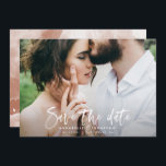 Modern watercolor script typography wedding simple save the date<br><div class="desc">Modern watercolor script typography wedding save the date announcement photo card. Modern on trend rust terracotta design.</div>