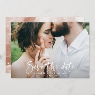 Modern watercolor script typography wedding simple save the date