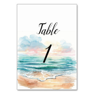 Modern Watercolor Sea-Themed Table Numbers