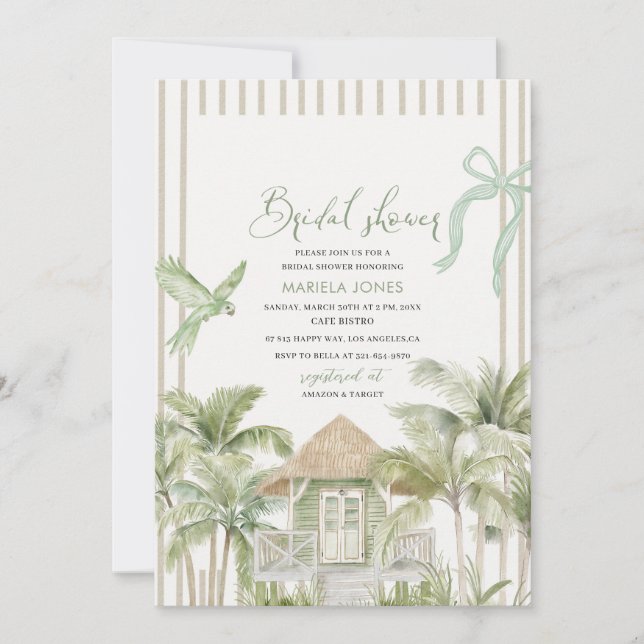Modern Watercolor Serenity Sands Starlight Bridal Invitation (Front)