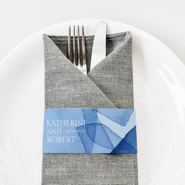 Modern Watercolor Shapes Wedding Monogram Invitation Belly Band (Creator Uploaded)