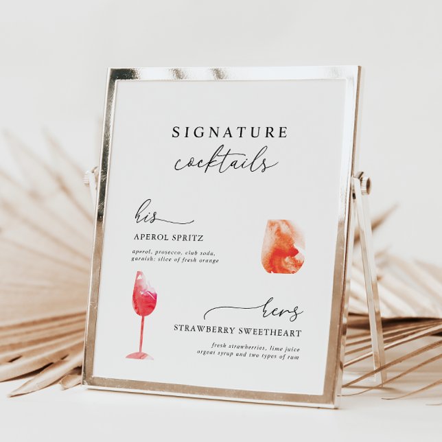 Modern Watercolor Signature Drinks Wedding Menu (Creator Uploaded)