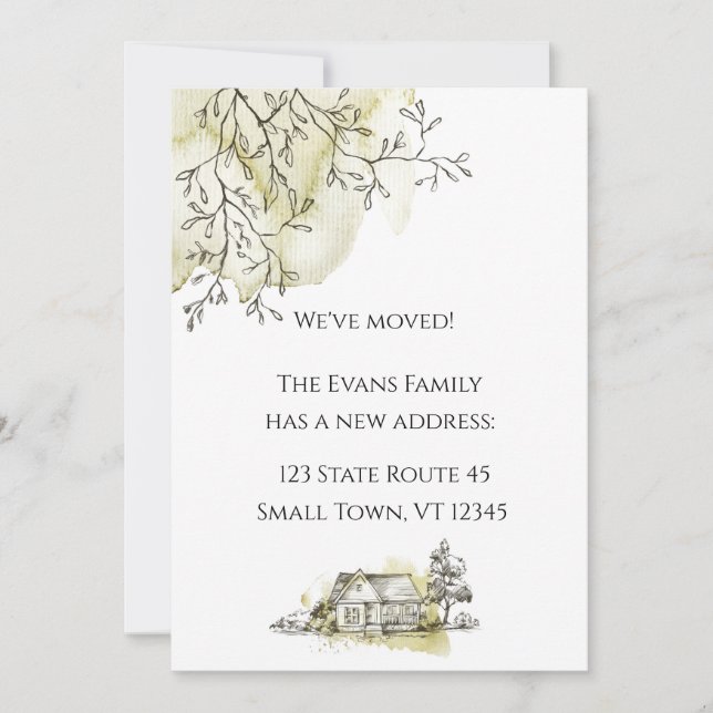 Modern Watercolor Sketch Moving Announcement (Front)