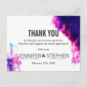 Modern Watercolor Smudges Thank You Postcards