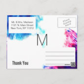 Modern Watercolor Smudges Thank You Postcards (Back)