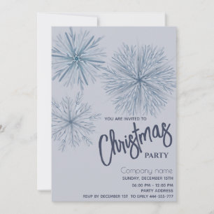 Modern watercolor snowflake Christmas party Invitation
