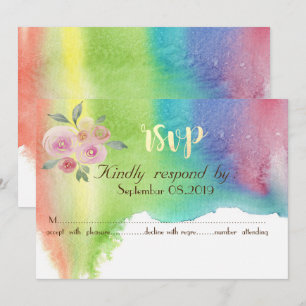 Modern Watercolor Splash Flower  RSVP Card