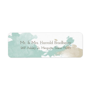 Modern Watercolor Splashes Return Address Label