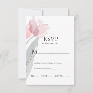 Modern Watercolor Spring Pink Tulips  RSVP Card