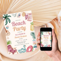 Modern Watercolor Summer Beach Sweet Sixteen