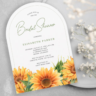 Modern watercolor sunflower bridal shower arch invitation