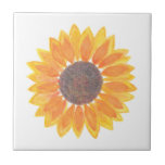 Modern Watercolor Sunflower Ceramic Tile<br><div class="desc">Are sunflowers one of your favourite flowers? 
Then you will enjoy this cheerful yellow watercolor sunflower ceramic tile.
Imagine it in your bathroom,  kitchen or wherever you like in your home!</div>