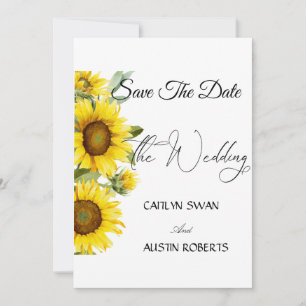 Modern Watercolor Sunflower Save The Date