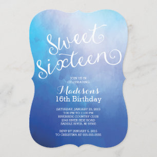 Modern Watercolor Sweet Sixteen Birthday Party Invitation