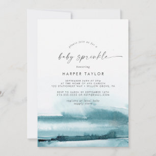 Modern Watercolor   Teal Baby Sprinkle Invitation