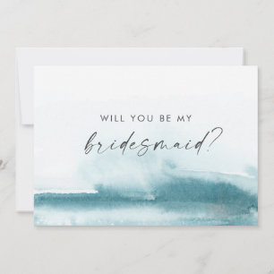 Modern Watercolor   Teal Bridesmaid Proposal Card
