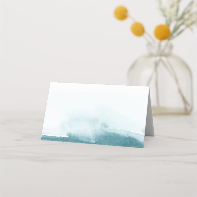 Modern Watercolor | Teal Buffet Food Label Cards (Front)