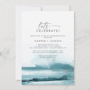 Modern Watercolor   Teal Let's Celebrate Invitation